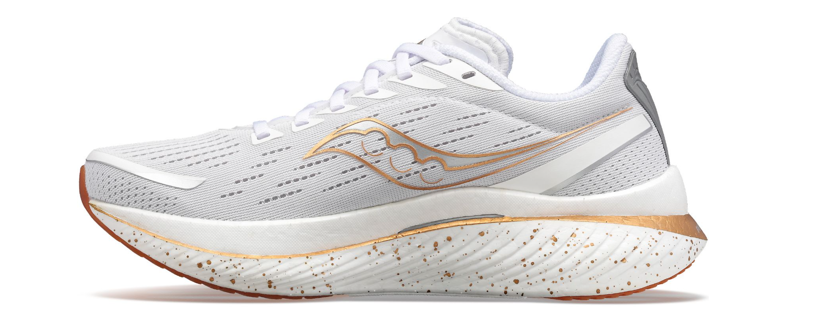 Saucony Endorphin Speed 3 Mens 13 Running Shoes Sneakers White Gold S20756-14 Saucony Endorphin Pro 3 Womens Running Shoes White Gold  main image 4