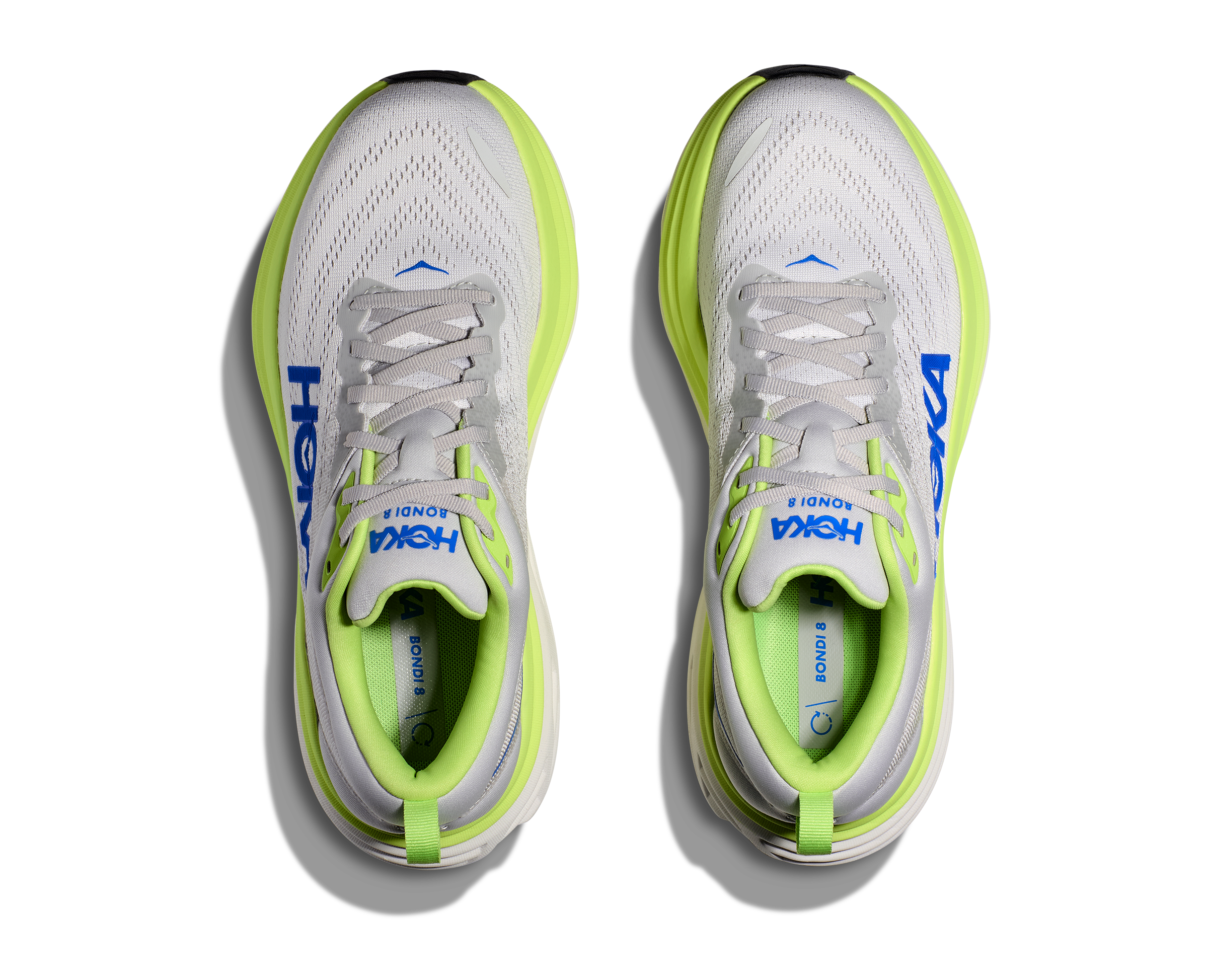 HOKA スポーツシューズ ホワイト/グリーン/イエロー Hoka Men's BONDI 8 WIDE STARDUST / LETTUCE