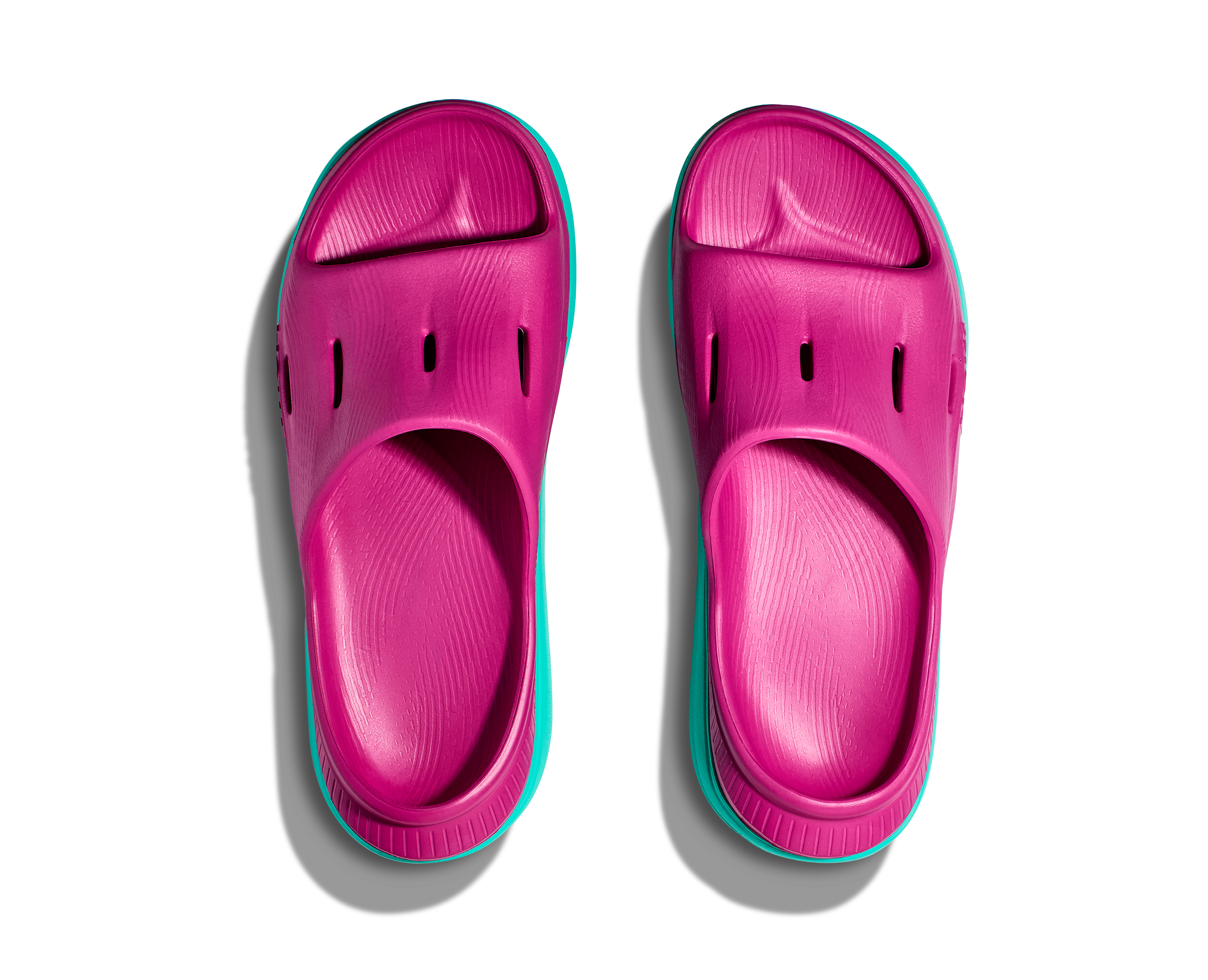 Hoka Kid's ORA RECOVERY SLIDE 3 FUCHSIA / ELECTRIC AQUA