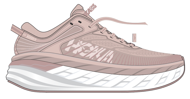 【未使用美品】HOKA BONDI8ワイド24.5 スニーカー Hoka Women's BONDI 7 Wide PEACH WHIP / WHITE